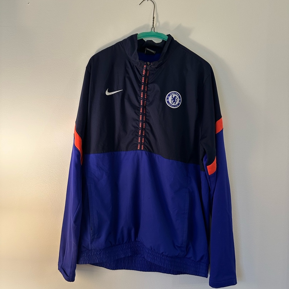 Chelsea Football Club Nike Blue and Black Windbreaker with Team Crest